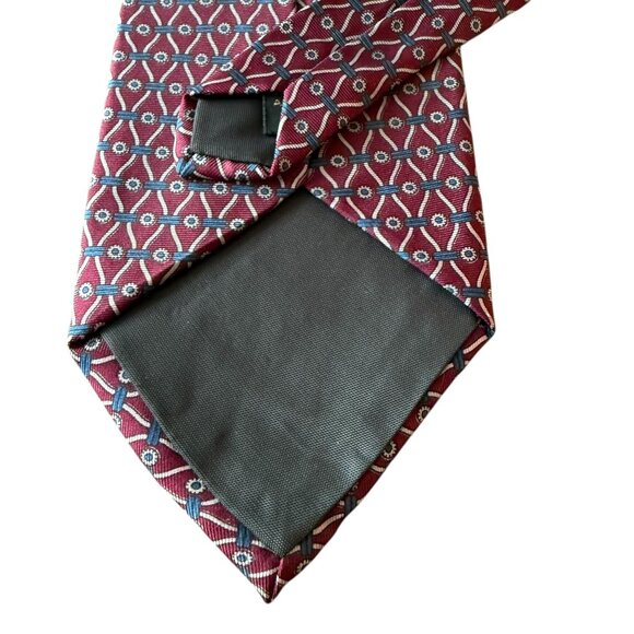 Vintage Regent Bert Pulitzer Burgundy Teal Geometric Silk Tie Mens Necktie USA - Picture 10 of 11
